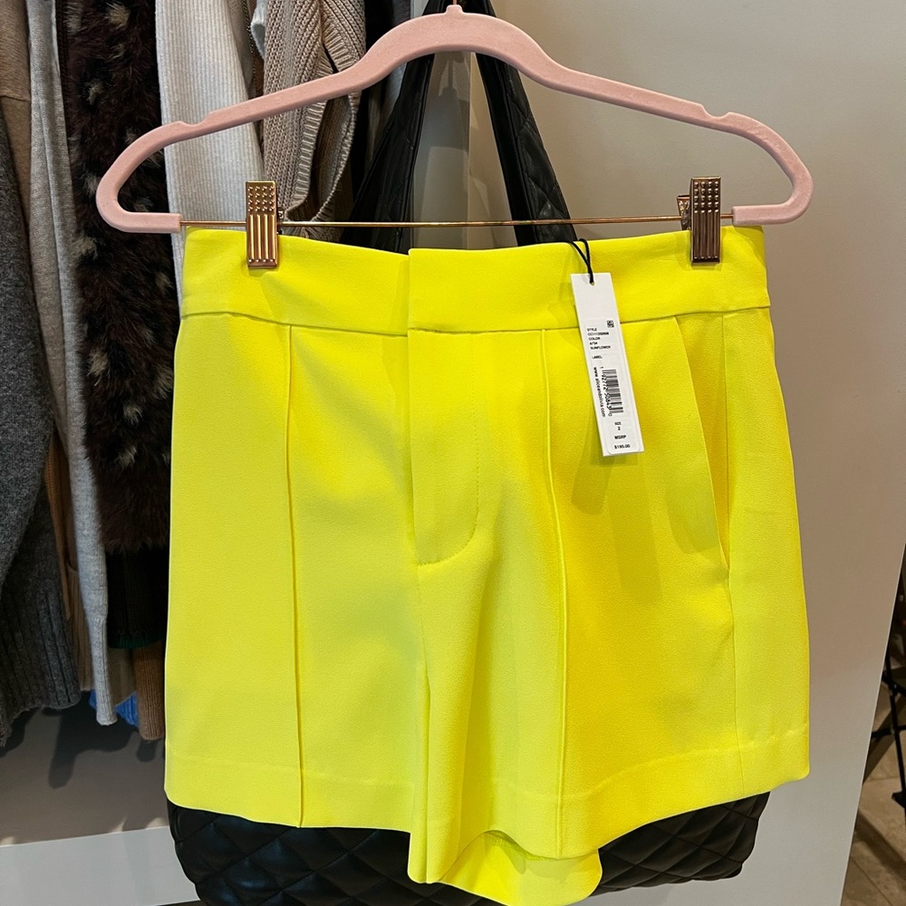 Alice + Olivia Bright Yellow High Waist Shorts